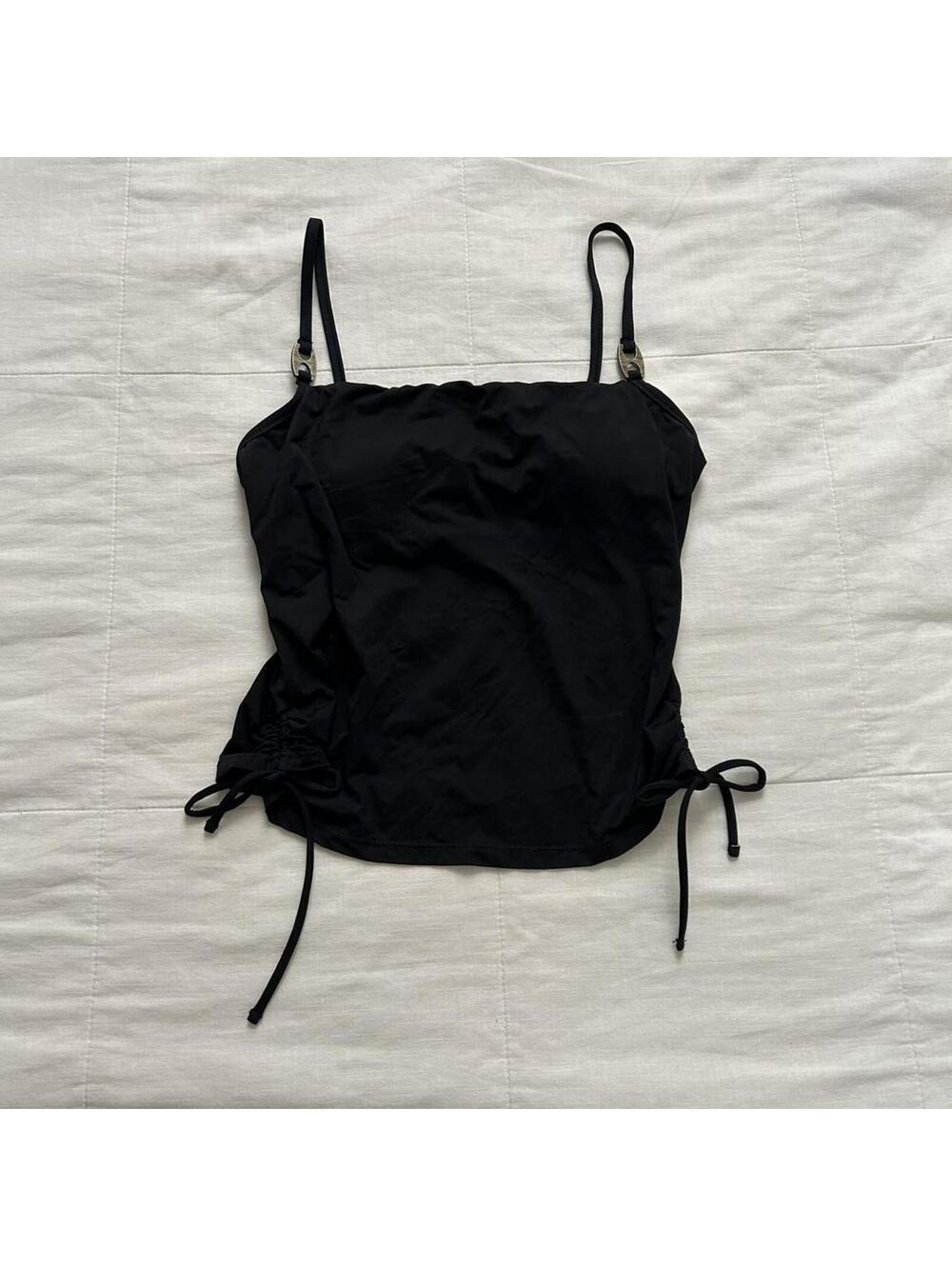 Y2K Black Ruched Tankini Top Size M